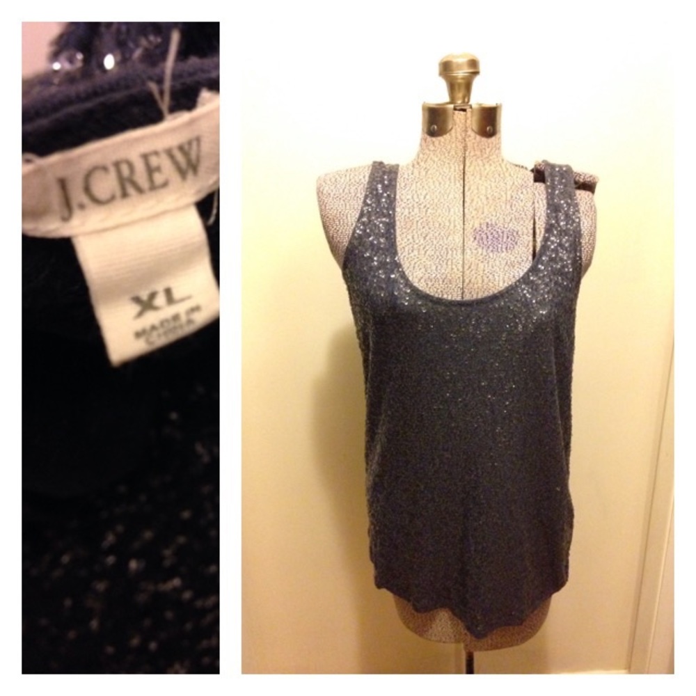 Sequin J, Crew Tank Top, XL*